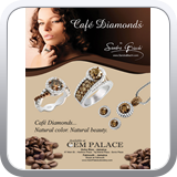 Full page ad for Gem Palace in Jamaica featuring Sandra Biachi branded Cafe Diamonds.